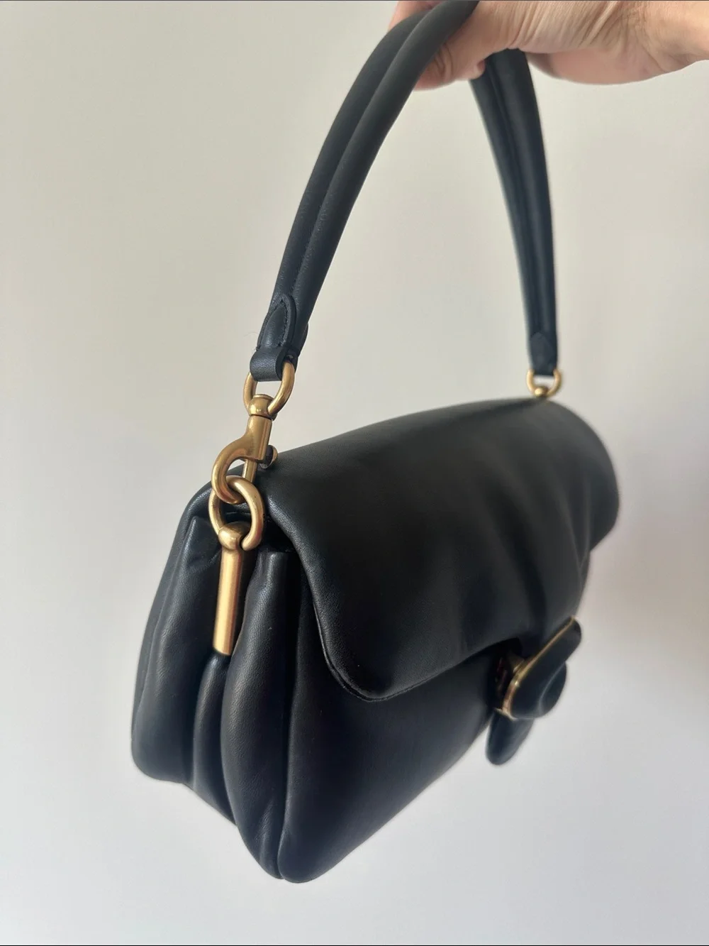 Coach Black puffy tabby Shoulder Bag with Gold 'C' Closure